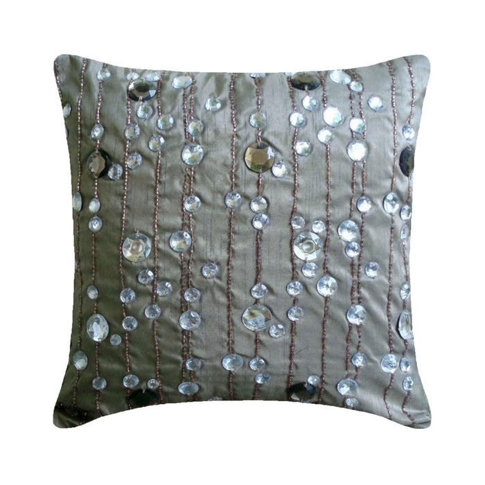 Diamond Strings - Gray Art Silk Throw Pillow Cover