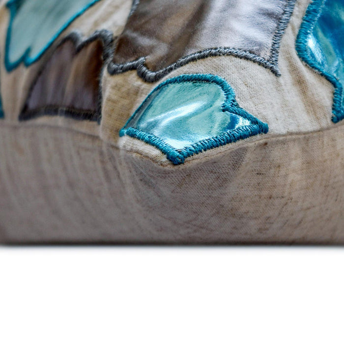Dream Magnet - Metallic Blue Faux Leather Throw Pillow Cover