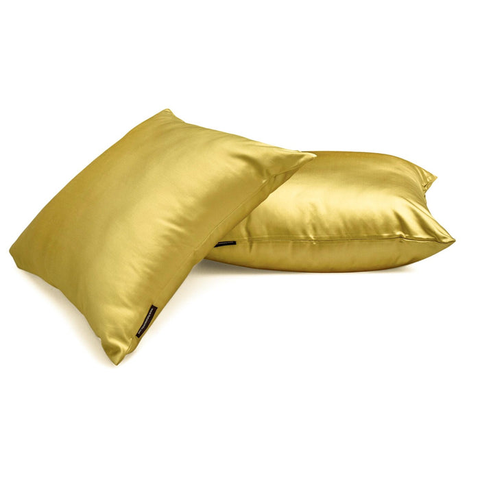Dull Yellow Plain Satin Throw Pillow Cover - Diull Yellow Slub Satin