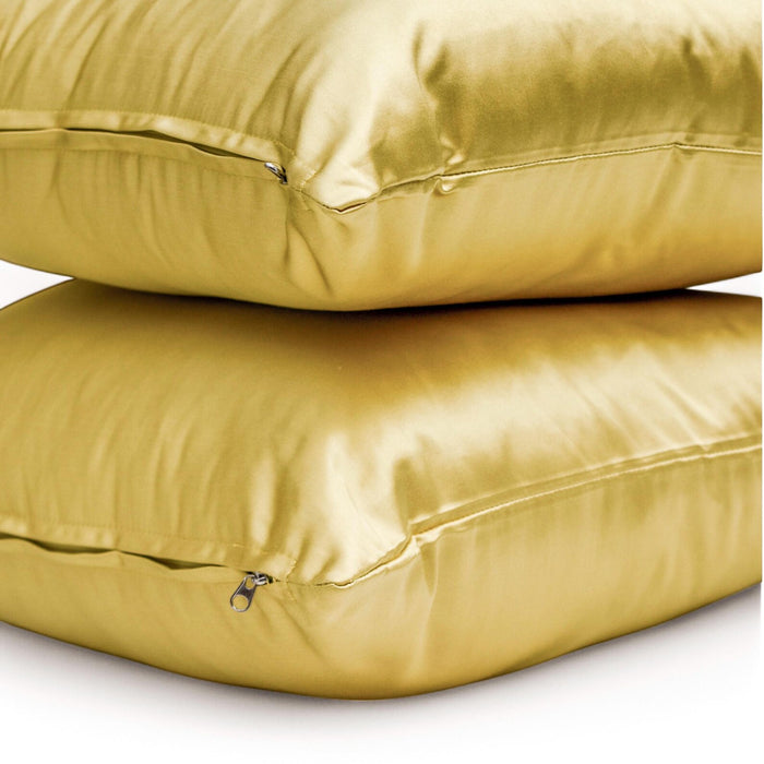 Dull Yellow Plain Satin Throw Pillow Cover - Diull Yellow Slub Satin