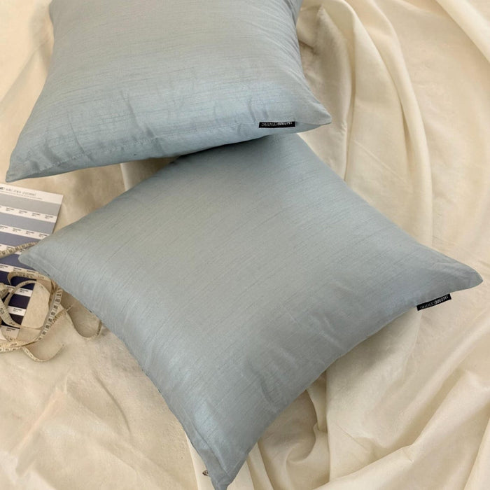 Dusky Blue Luxury Pack of 2 - Dusky Blue Luxury Art Silk Throw Pillow Cover