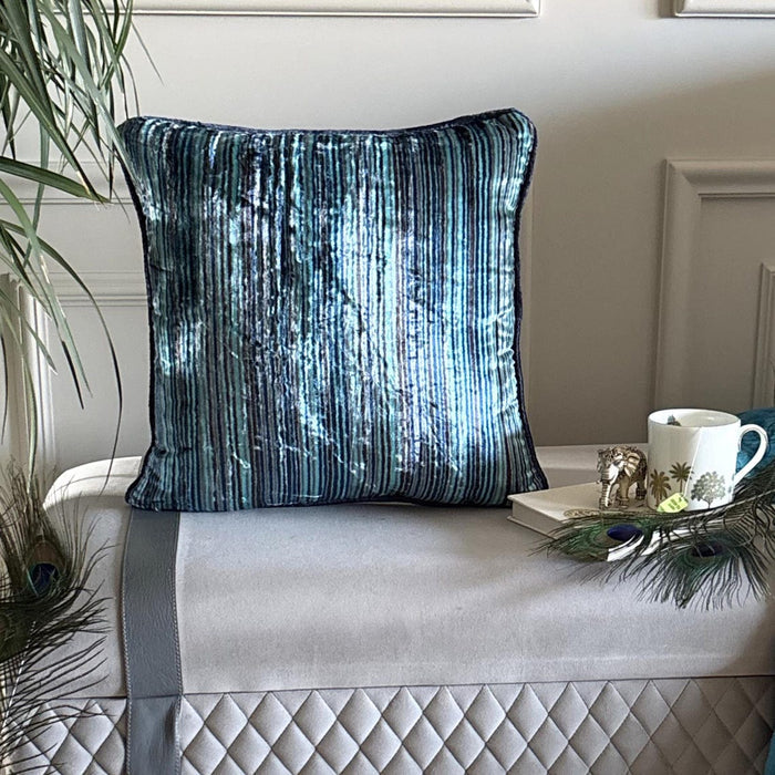 Electric Stripes - Blue Velvet Decorative Euro Sham