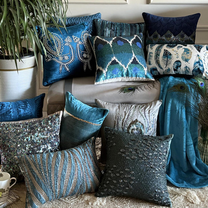 Electric Stripes - Blue Velvet Decorative Euro Sham