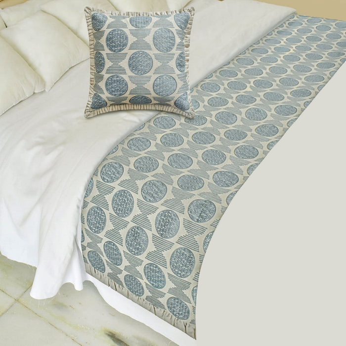 Ellara Blue Decorative Bed Runner and Pillow Cover