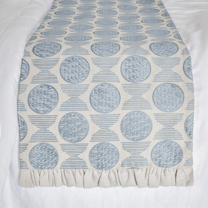 Ellara Blue - Linen Blue Decorative Bed Runner and Pillow Cover