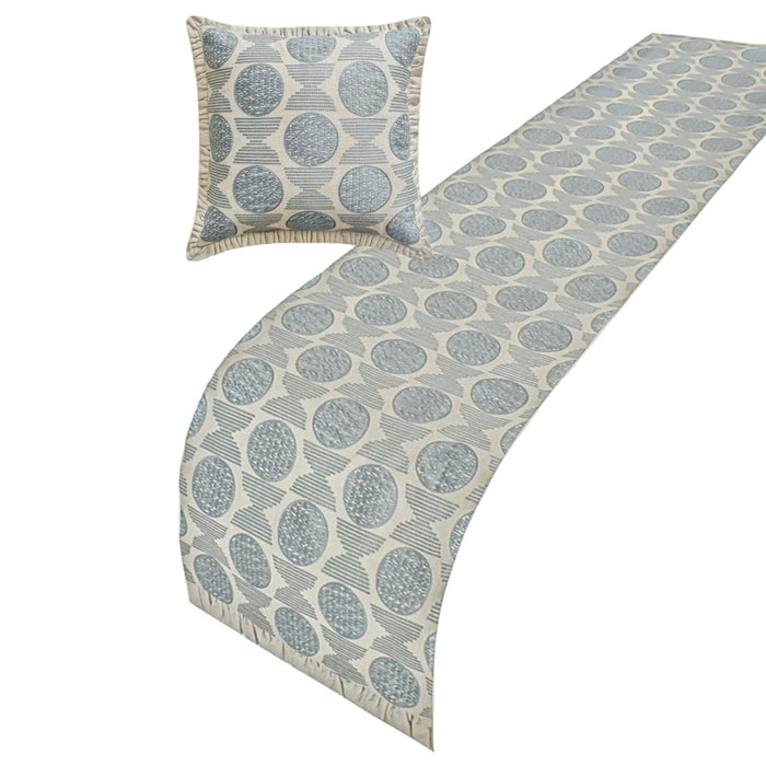 Ellara Blue - Linen Blue Decorative Bed Runner and Pillow Cover