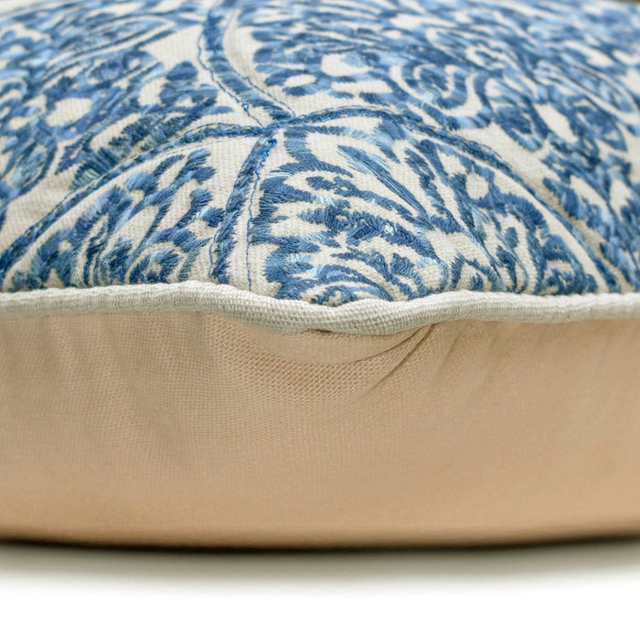 Farzeen - Blue Linen Throw Pillow Cover