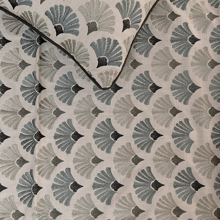 Flourish Bloom - Cotton Blue & Grey Decorative Bed Runner and Pillow Cover