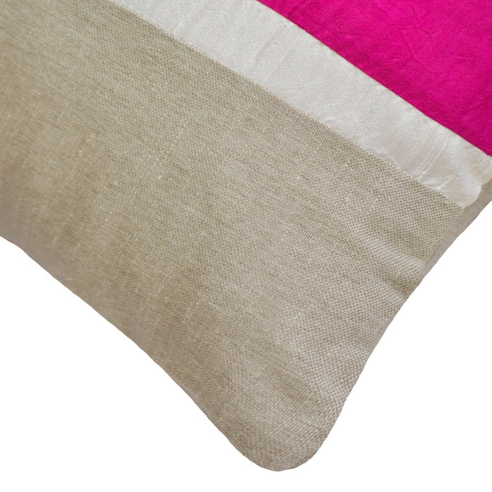 Fuchsia Silkastic  - Fuchsia Silk & Linen Throw Pillow Cover