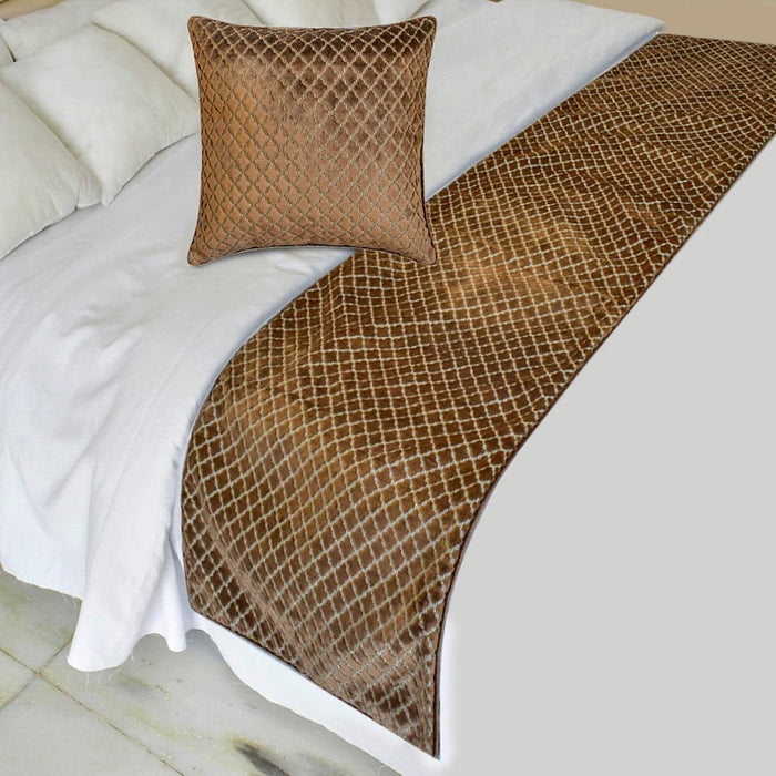 Geolux Legacy Brown Decorative Bed Runner and Pillow Cover
