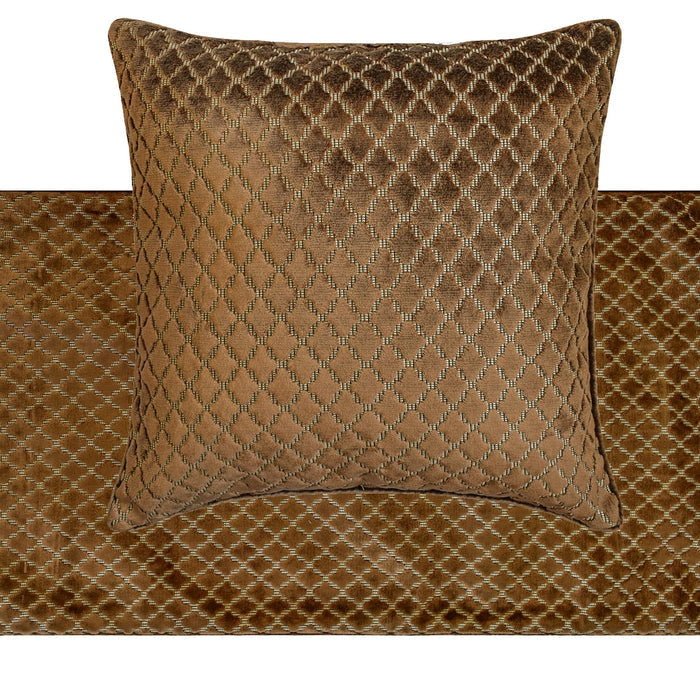 Geolux Legacy Brown - Velvet Brown Decorative Bed Runner and Pillow Cover