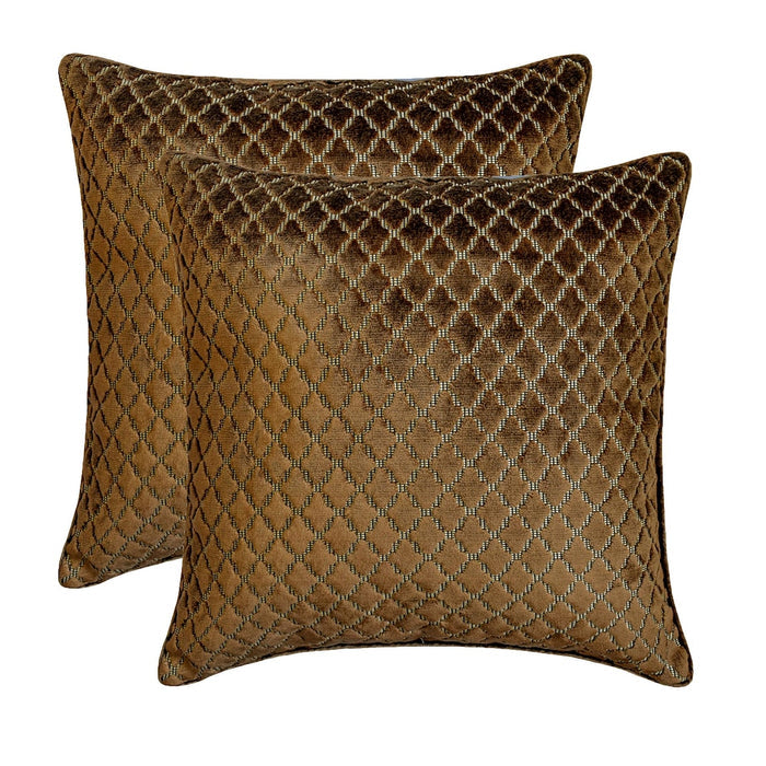Geolux Legacy Brown - Velvet Brown Decorative Bed Runner and Pillow Cover