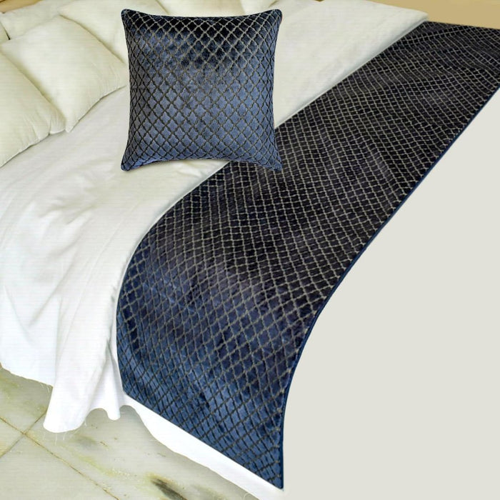 Geolux Legacy Navy Decorative Bed Runner and Pillow Cover