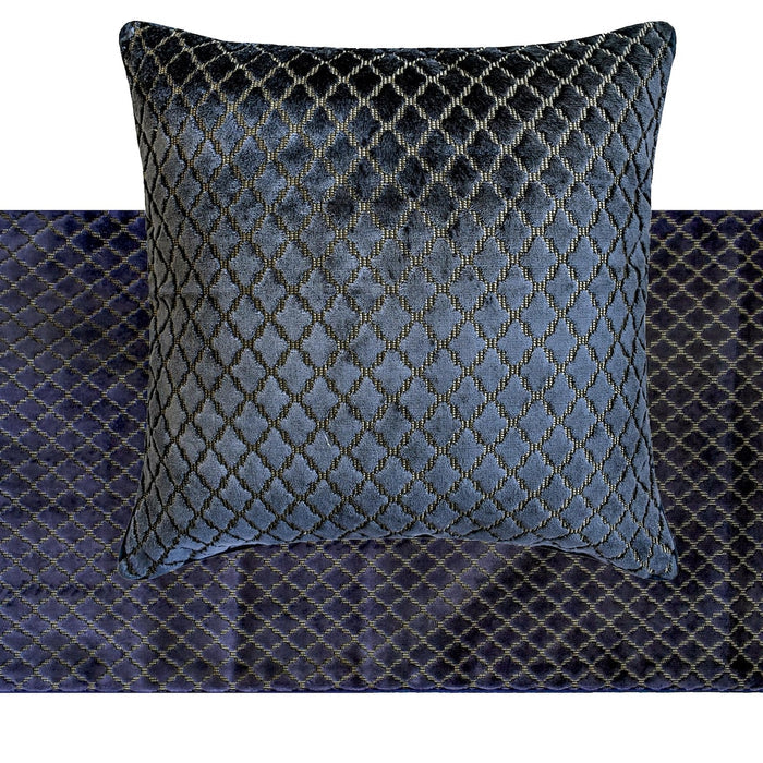 Geolux Legacy Navy - Velvet Navy Decorative Bed Runner and Pillow Cover