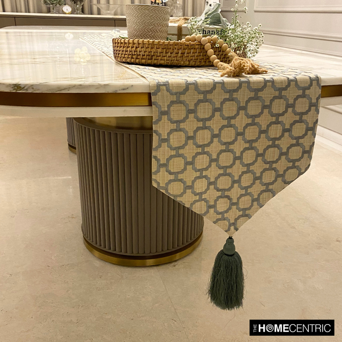 Geometrix Threads - Grey Linen Decorative Table Runner