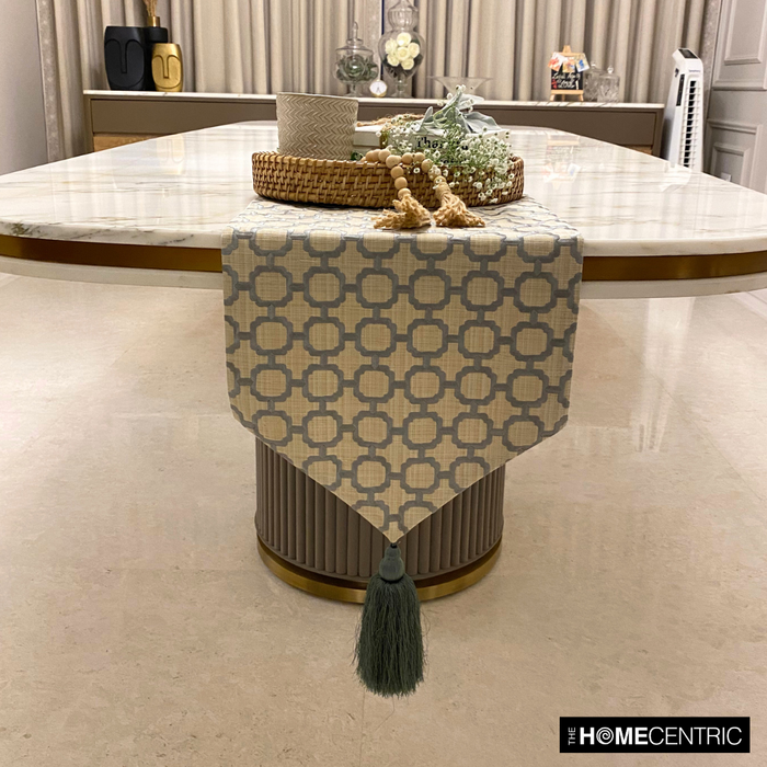 Geometrix Threads - Grey Linen Decorative Table Runner