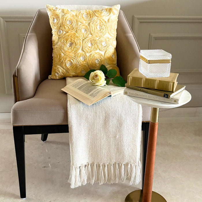 Gold Garden - Gold Art Silk Throw Pillow Cover