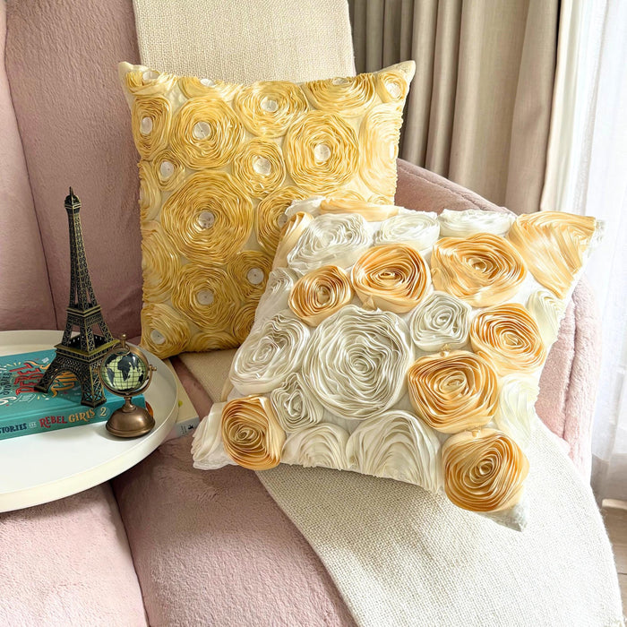 Gold Garden - Gold Art Silk Throw Pillow Cover