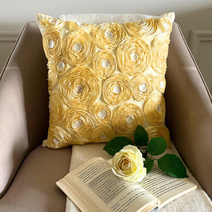 Gold Garden - Gold Art Silk Throw Pillow Cover