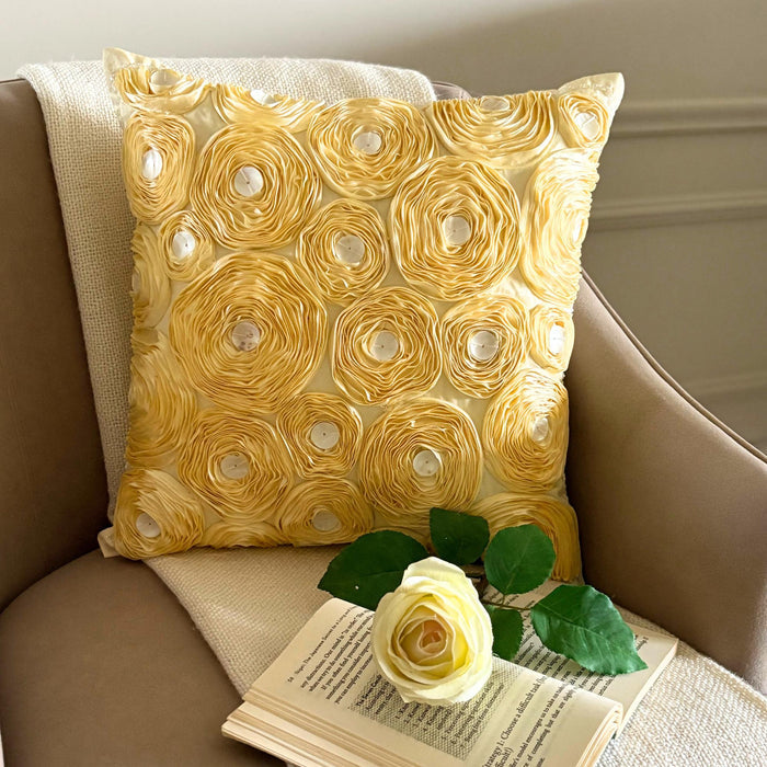 Gold Garden - Gold Art Silk Throw Pillow Cover