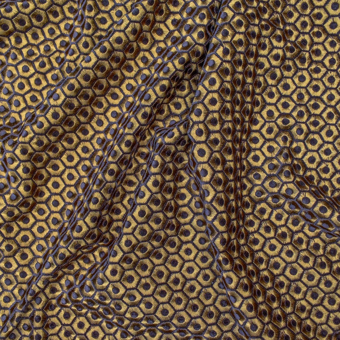 Gold Hexagon Embroidery Fabric