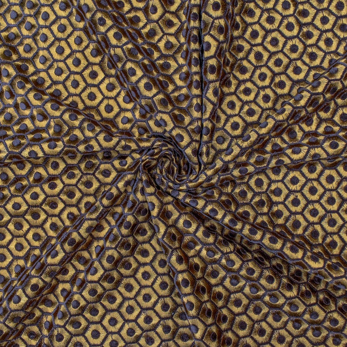 Gold Hexagon Embroidery Fabric