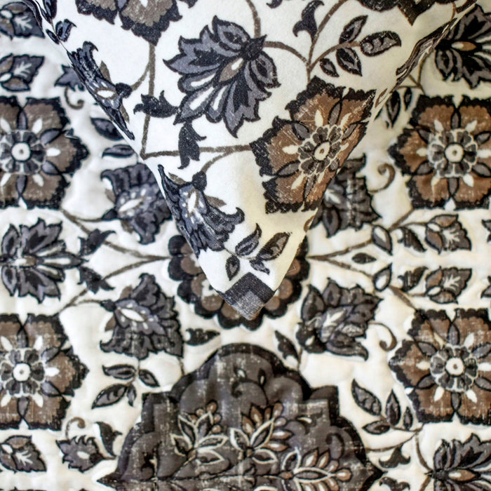 Golestan - Velvet Suede Grey, Blue & Brown Decorative Bed Runner and Pillow Cover