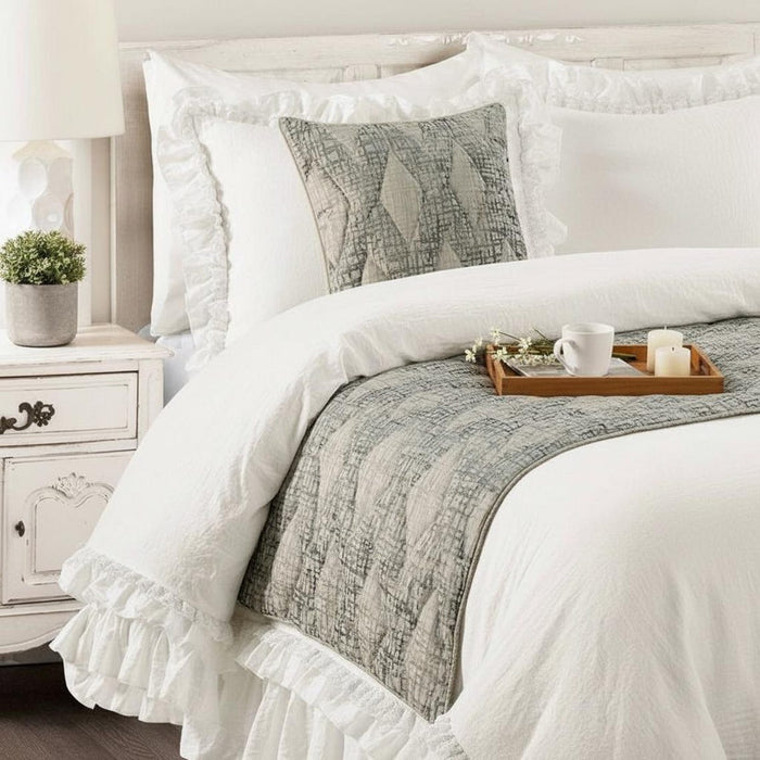 Graphitti Grey - Jacquard Grey Decorative Bed Runner and Pillow Cover