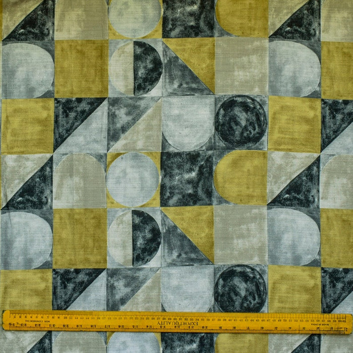 Gray, Chartreuse, Ivory Cotton Fabric by the Yard
