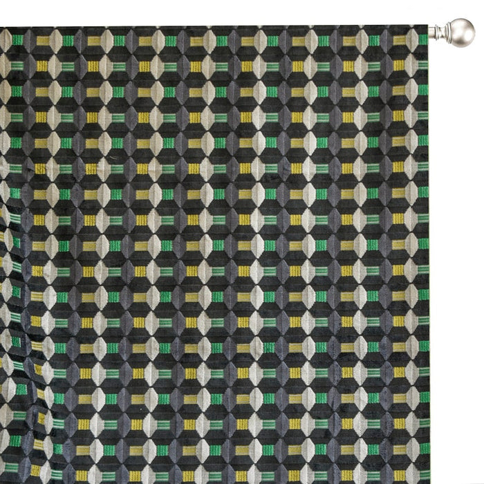 Gray Yellow Jacquard Velvet Fabric