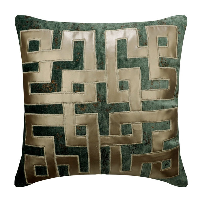 Greek Maze Teal Blue Euro Sham Cover