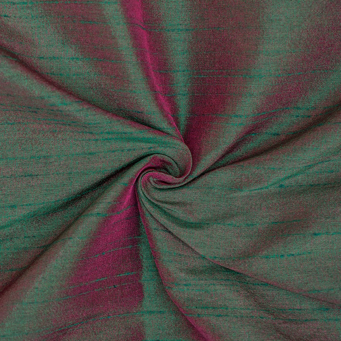 Green And Fuchsia Art Silk / Faux Silk Fabric By The Yard