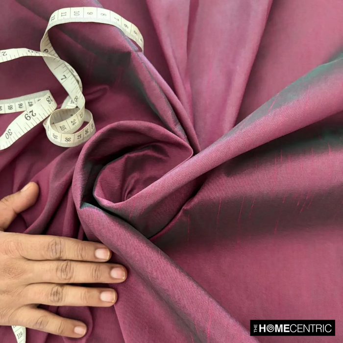 Green And Fuchsia Art Silk / Faux Silk Fabric By The Yard