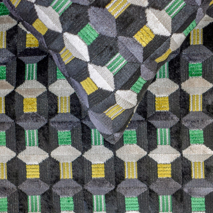 Green Patterns - Velvet Green Decorative Bed Runner and Pillow Cover