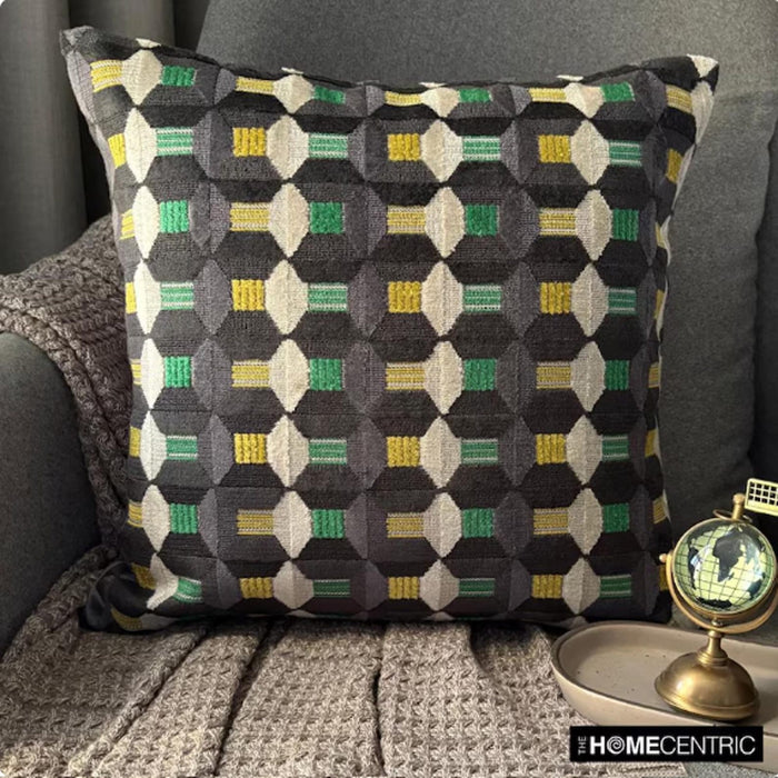 Green Patterns - Velvet Green Decorative Bed Runner and Pillow Cover