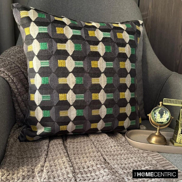 Green Patterns - Velvet Green Decorative Bed Runner and Pillow Cover