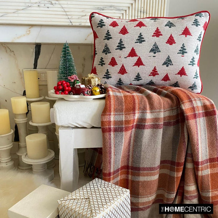 Green & Red Jacquard Decorative Lumbar Pillow Cover - Merry Pine