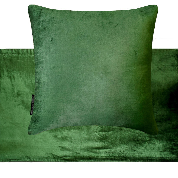 Green Velvet Plush - Velvet Green Decorative Bed Runner and Pillow Cover