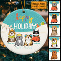 Happy Holiday - Winter Cats On Snow Field - Personalized Cat Christmas Ornament
