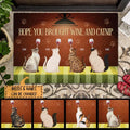 Hope You Brought Wine And Catnip - Cat On Green Table - Personalized Cat Doormat