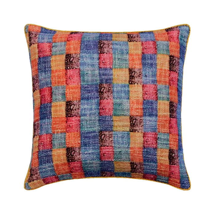 Hue Check - Orange Burlap Throw Pillow Cover