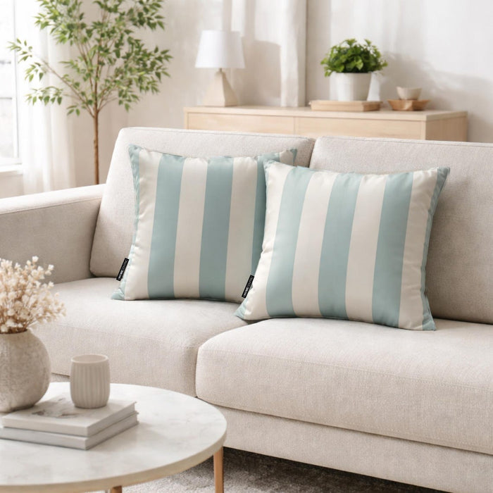 Ice Blue Satin Throw Pillow Cover Pack of 2 - Ice Vertical