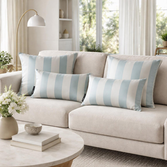 Ice Blue Satin Throw Pillow Cover Pack of 2 - Ice Vertical