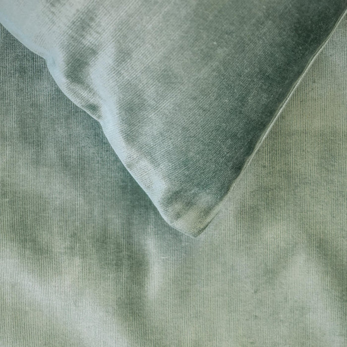 Ice Blue Velvet Plush - Velvet Ice Blue Decorative Bed Runner and Pillow Cover