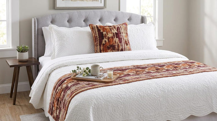 Ikat Splash Decorative Bed Runner with Pillow Cover