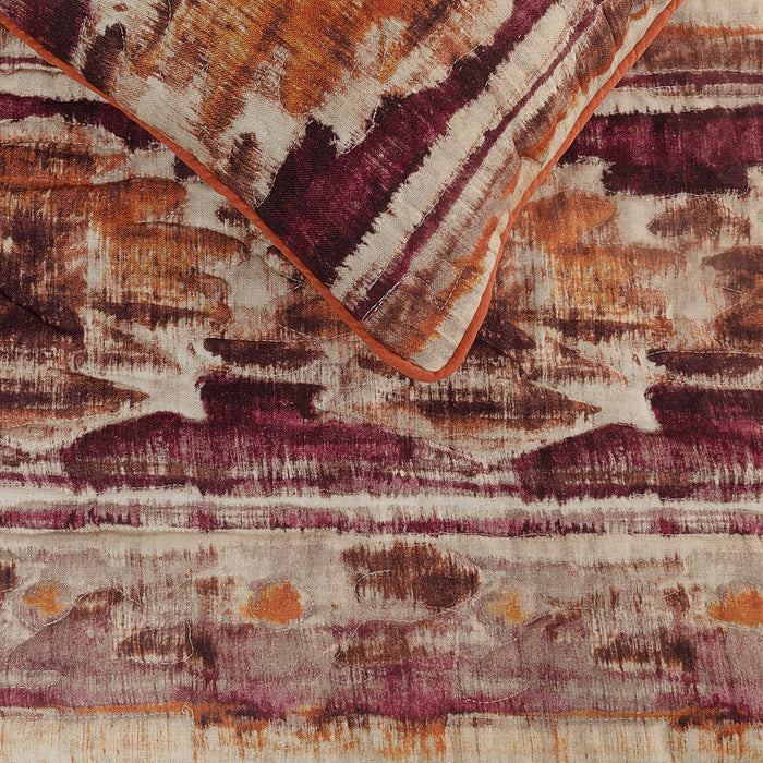 Ikat Splash - Cotton Printed Pink & Orange Decorative Bed Runner and Pillow Cover