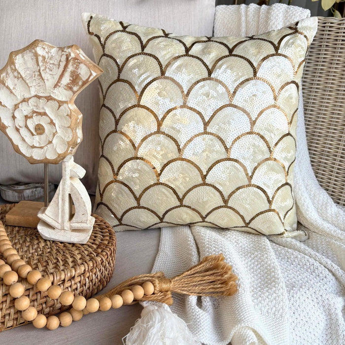 Ivory Art Silk Throw Pillow Cover - Mermaid Affair