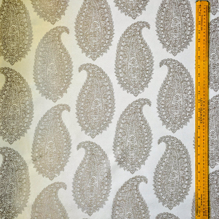 Ivory N Grey Paisley Cotton Woven Curtain Panels