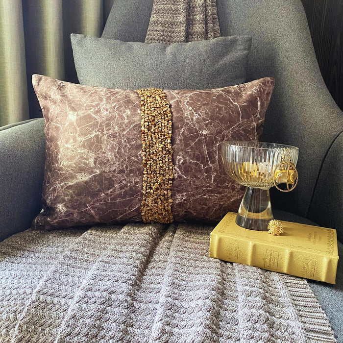 Jasper Touchstones - Brown Suede Lumbar Pillow Cover