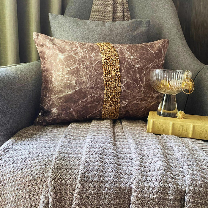 Jasper Touchstones - Brown Suede Lumbar Pillow Cover